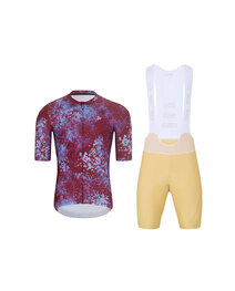 HOLOKOLO Kolesarski dres kratek rokav in kratke hlače - RUSTLE - bež/bordo